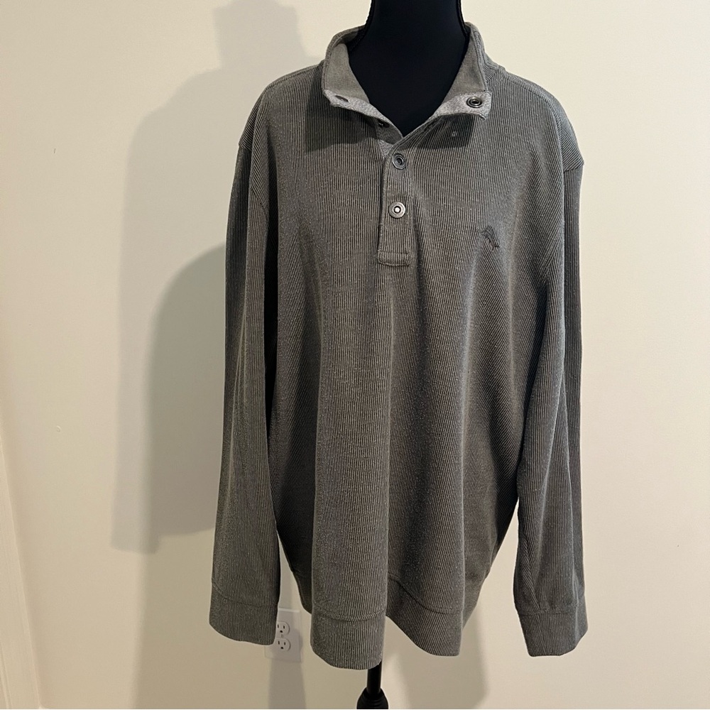 Tommy Bahama Snap Pullover Mens XL Gray Long Sleeve Mock Neck Cotton Blend